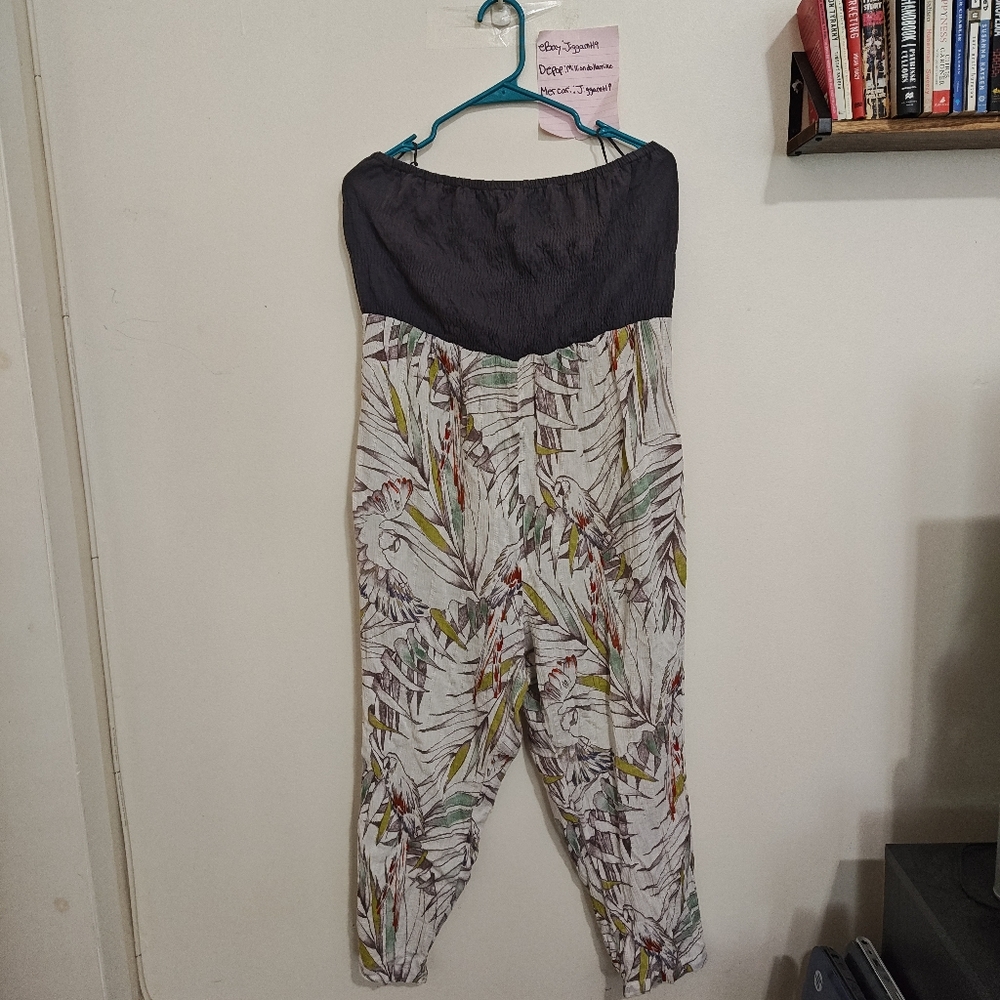 Anthropologie Lilka Strapless Floral Print Jumpsuit Size Large Sz L Boho Fashion